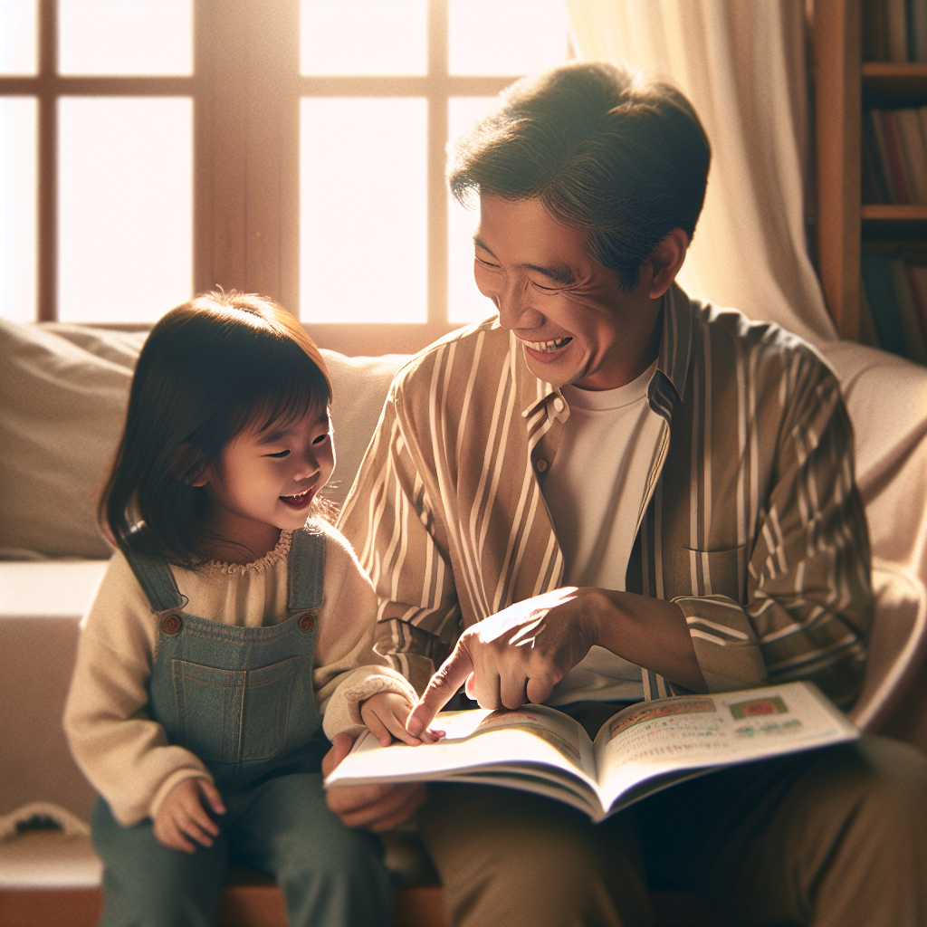 Asian father providing positive reinforcement and academic support to his daughter during her revision.