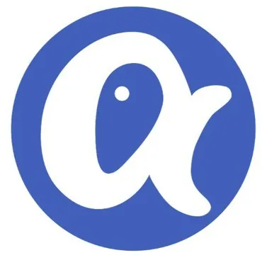 happy fish swim school logo